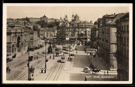 AK Zürich, Bahnhofplatz, Strassenbahn