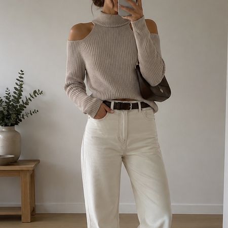 Damen Pullover mit Cut-Outs und Stehkragen Grösse S