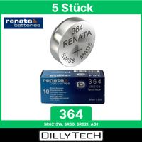 Renata 364 Box, SR621SW Knopfzellenbatterie - 5 Stk.