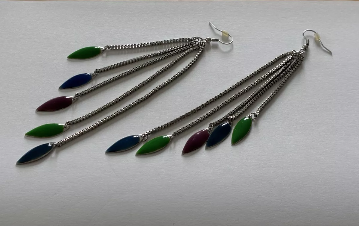 Orecchini pendenti & Orecchini a lobo: Long dangle earrings multi-colored – Usato da Basel venduto da cat_sq5m