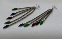 Long dangle earrings multi-colored
