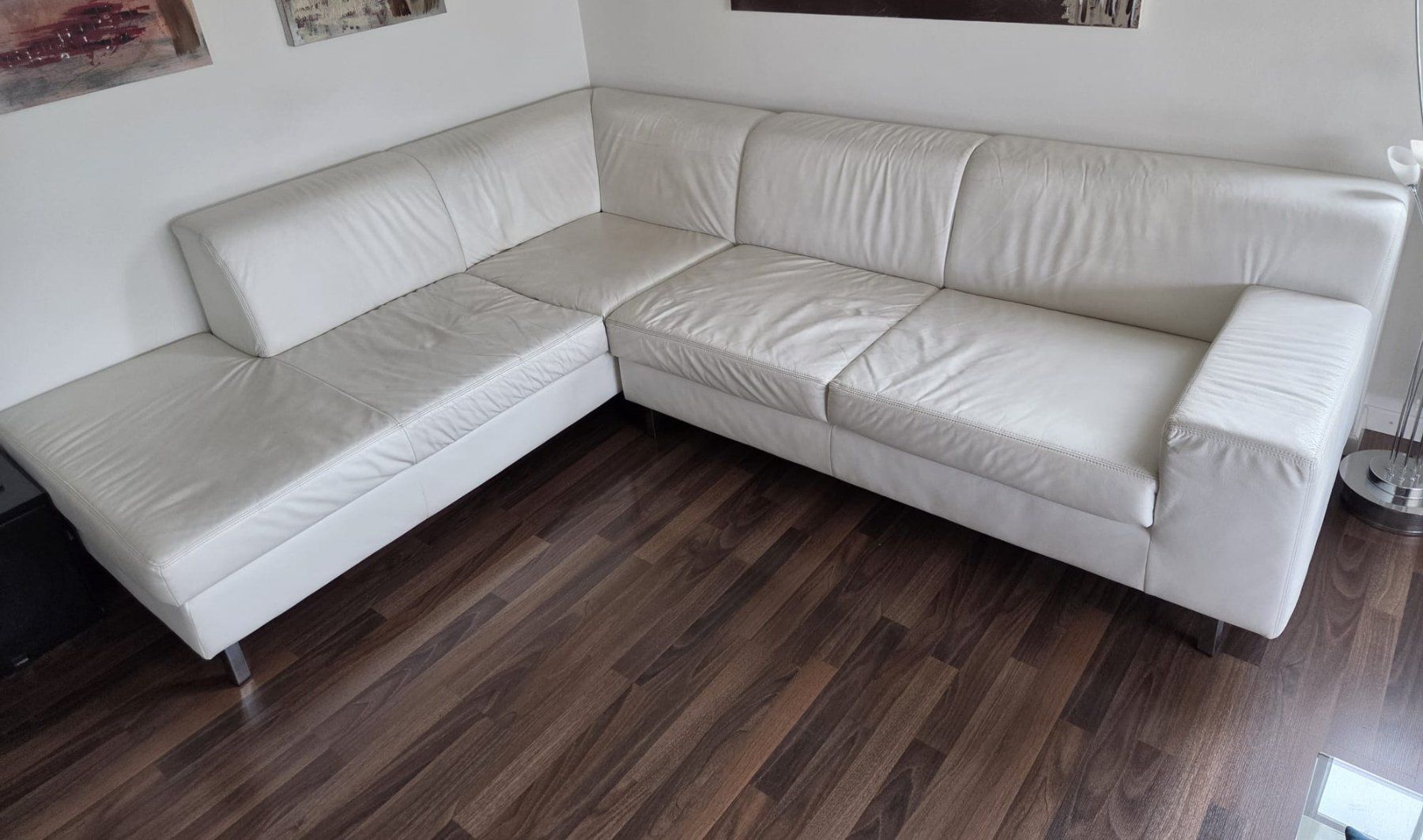 Divani: Ecksofa Leder weiss, 245x200cms – Usato da Unterengstringen venduto da Arabellaaha