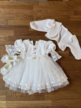 Vestito da cerimonia bambina, taglia 3-6 mesi, set completo