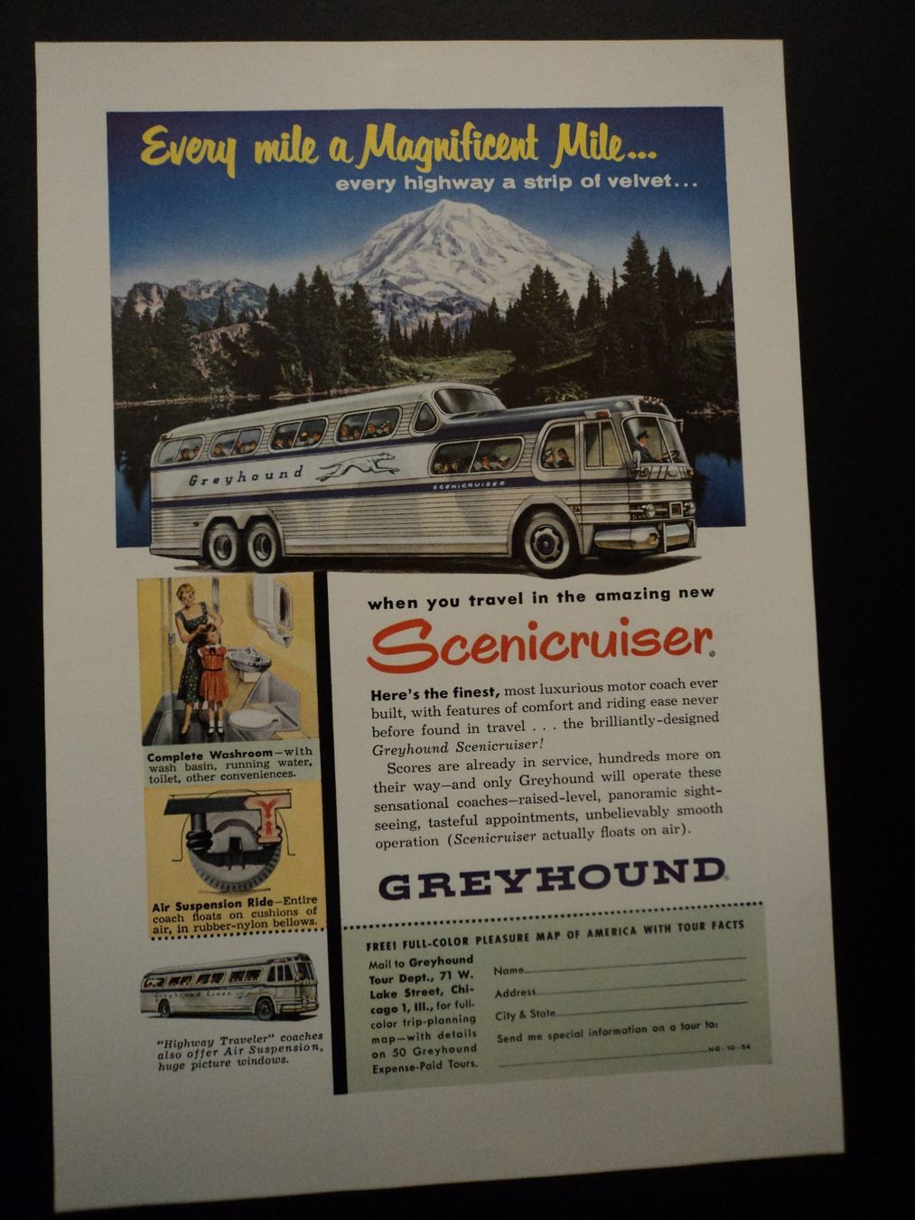 Documents: Prospekt Greyhound Scienicruiser 1954 – D'occasion à Schwarzenburg par modelCARama