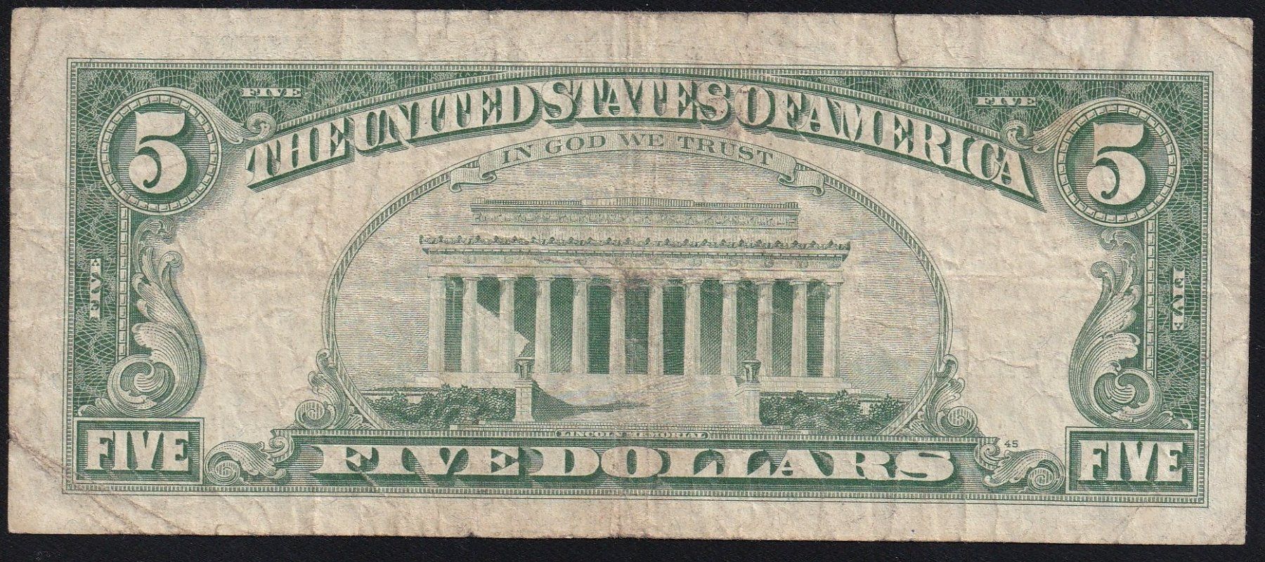Banconote: USA 5 Dollars 1963A Chicago – Usato da Brugg AG venduto da banknoten_muesli 1