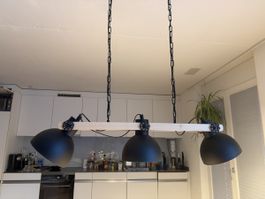 Pendelleuchte 3-flammig Holz schwarz Metall