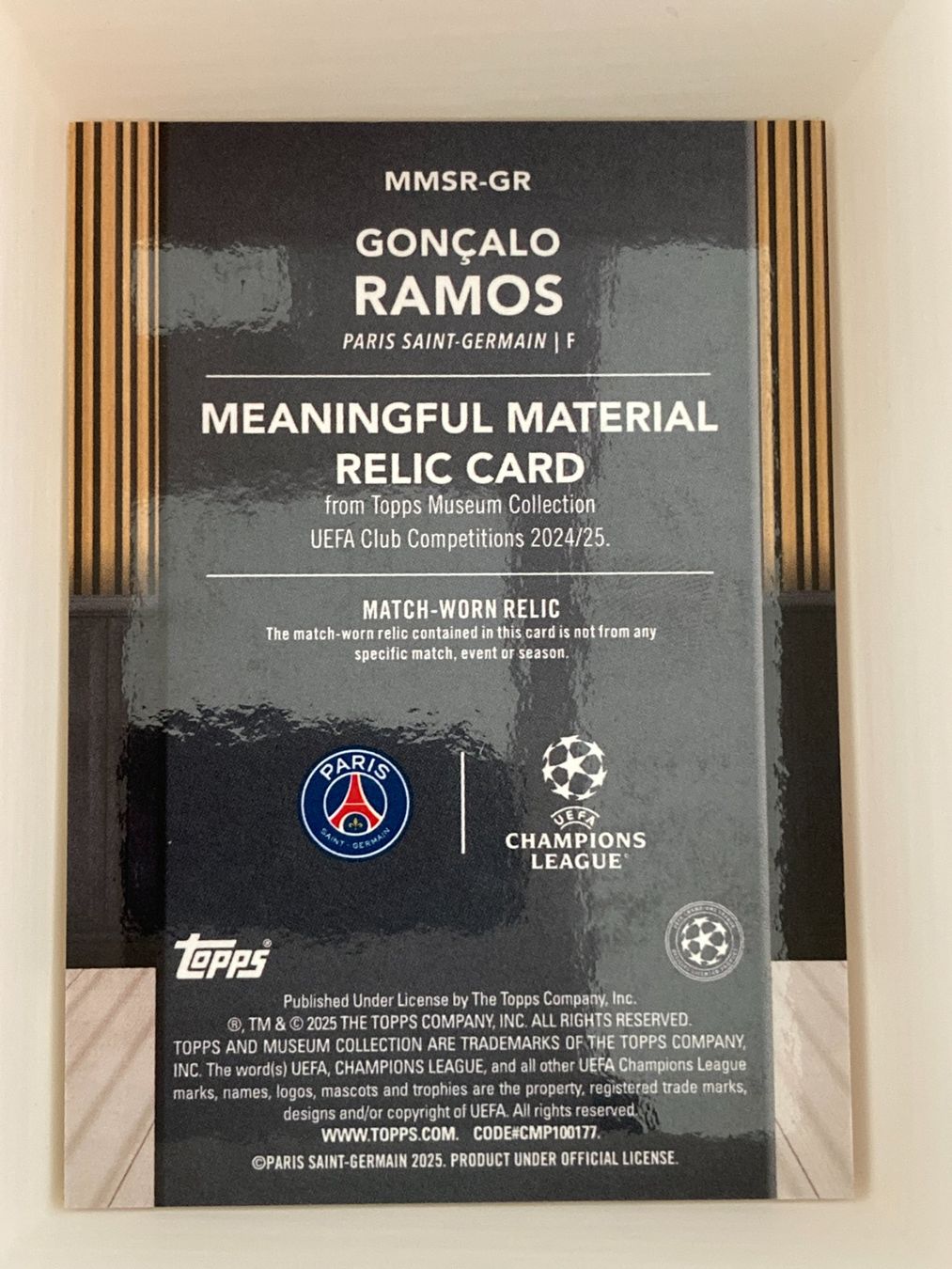 Topps Carte collezionabili: Topps Museum UEFA 24-25 - Gonçalo Ramos Patch /99 – Usato da La Tour-de-Peilz venduto da Tyalos_Cards 1