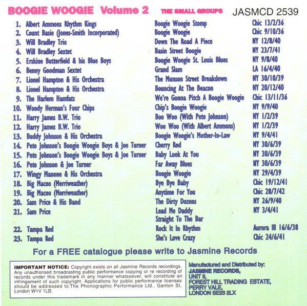 CD: The Small Groups BOOGIE WOOGIE  Albert Ammons Count Basie CD – Usato da Kandergrund venduto da Sososo 3