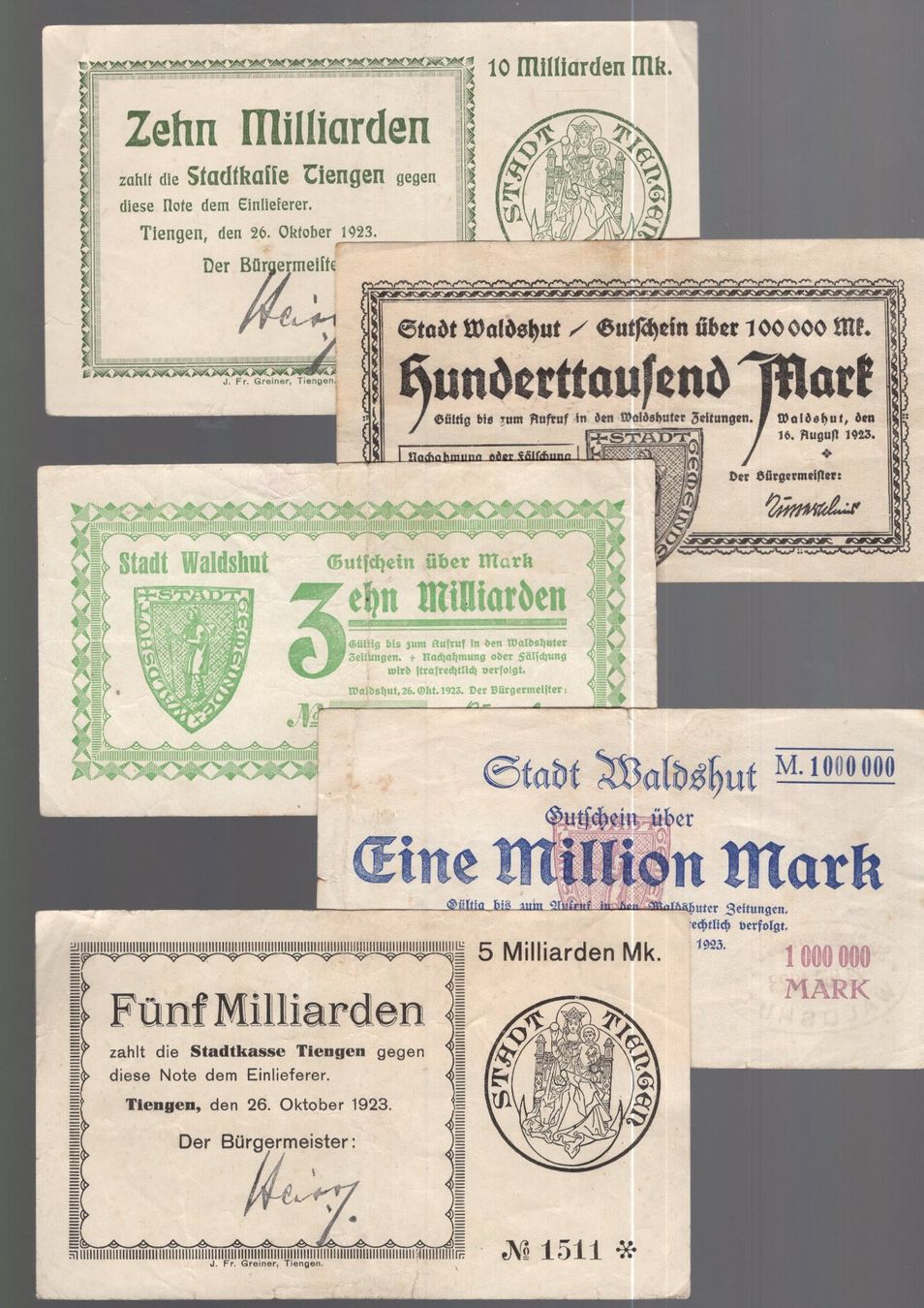 Banknoten: Germany noten 5 stück – Gebraucht aus Leibstadt von baroc333