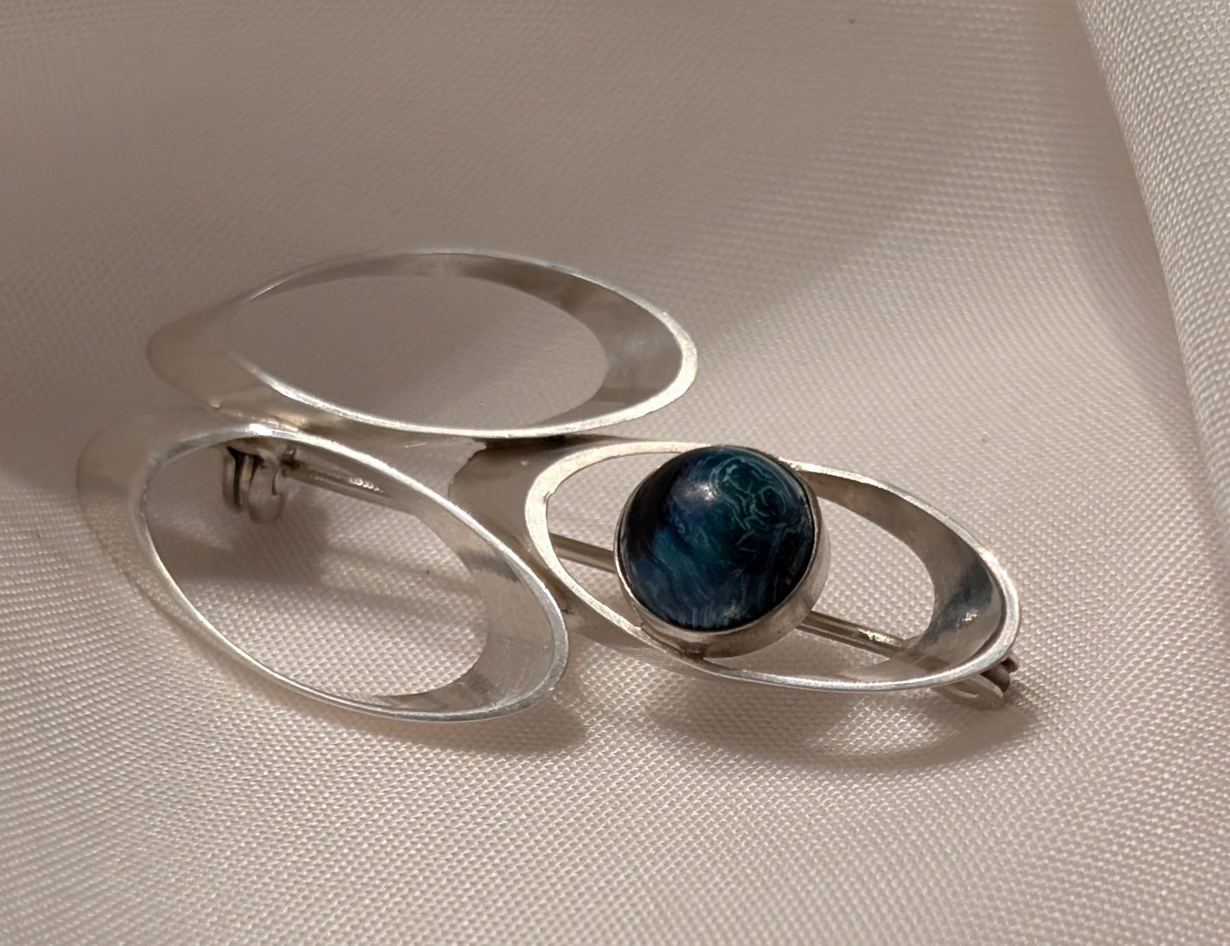Spille & Fermagli: Vintage Brosche mit Eilatstein-Cabochon, Silber 925 – Usato da Ermatingen venduto da Hanni_und_Nanni 2