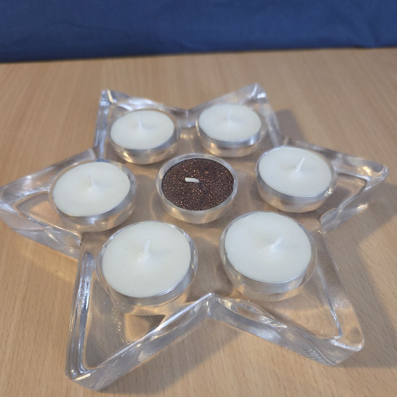 Candele: Teelichthalter Stern Glas mit 7 Teelichtern ca. 20cm – Nuovo (secondo la descrizione) da Kriens venduto da gra_fhn7 1