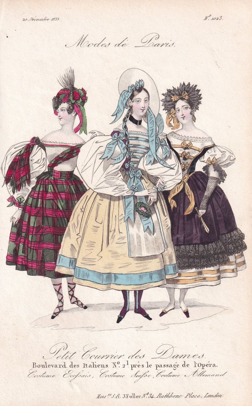 Incisioni: MODE, BIEDERMEIER, LITHOGRAPHIE 1833 – Usato da Grüningen venduto da Kartensammler