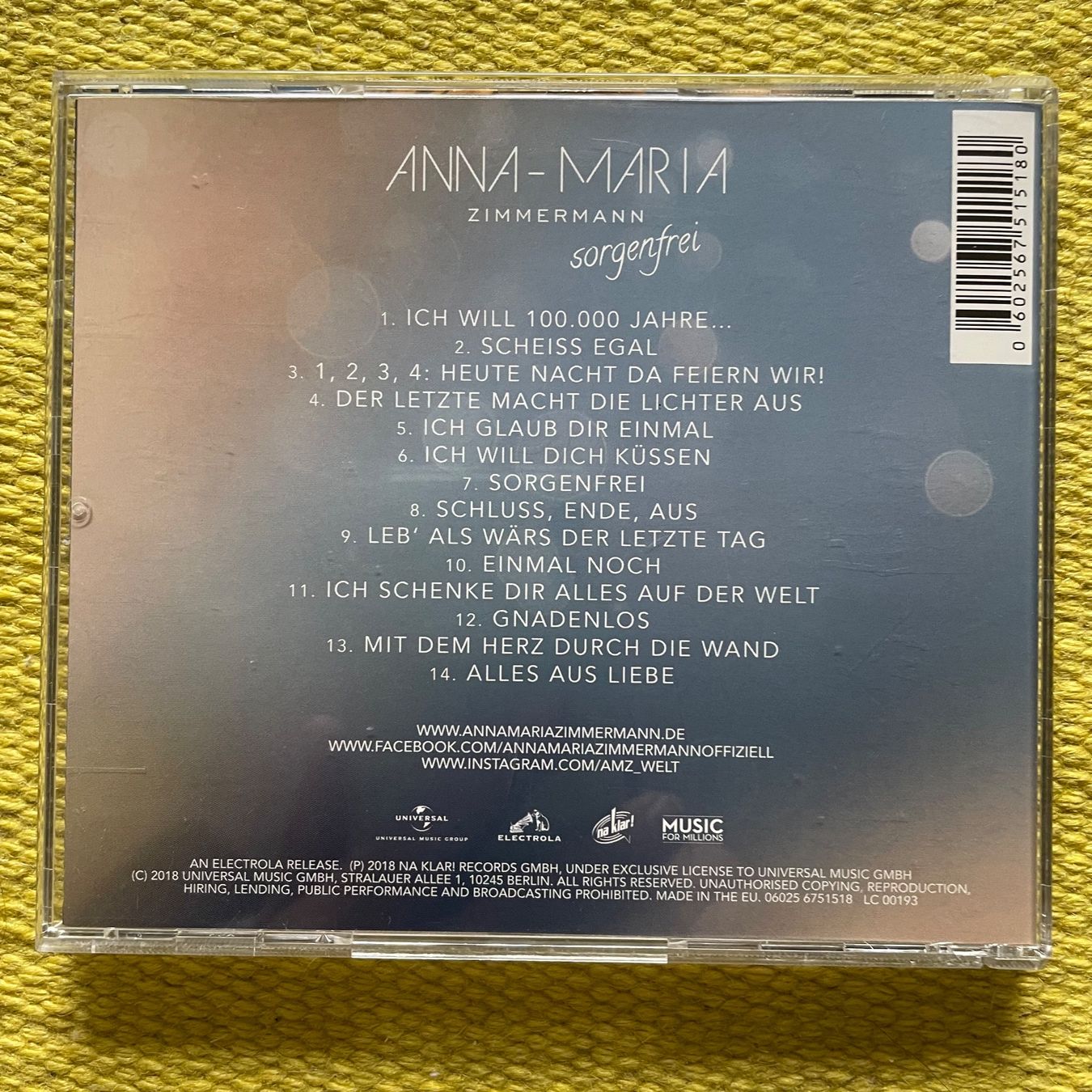 CD: ANNA-MARIA ZIMMERMANN-SORGENFREI – Usato da Rorschacherberg venduto da CD-Roli 1