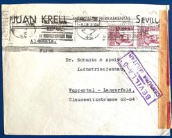 1940 Spanien Zensurbrief Vignette Pro Sevilla - Wuppertal