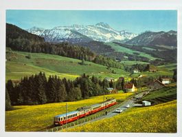 Postkarte Luftaufnahme mit Appenzellerbahn und Säntis