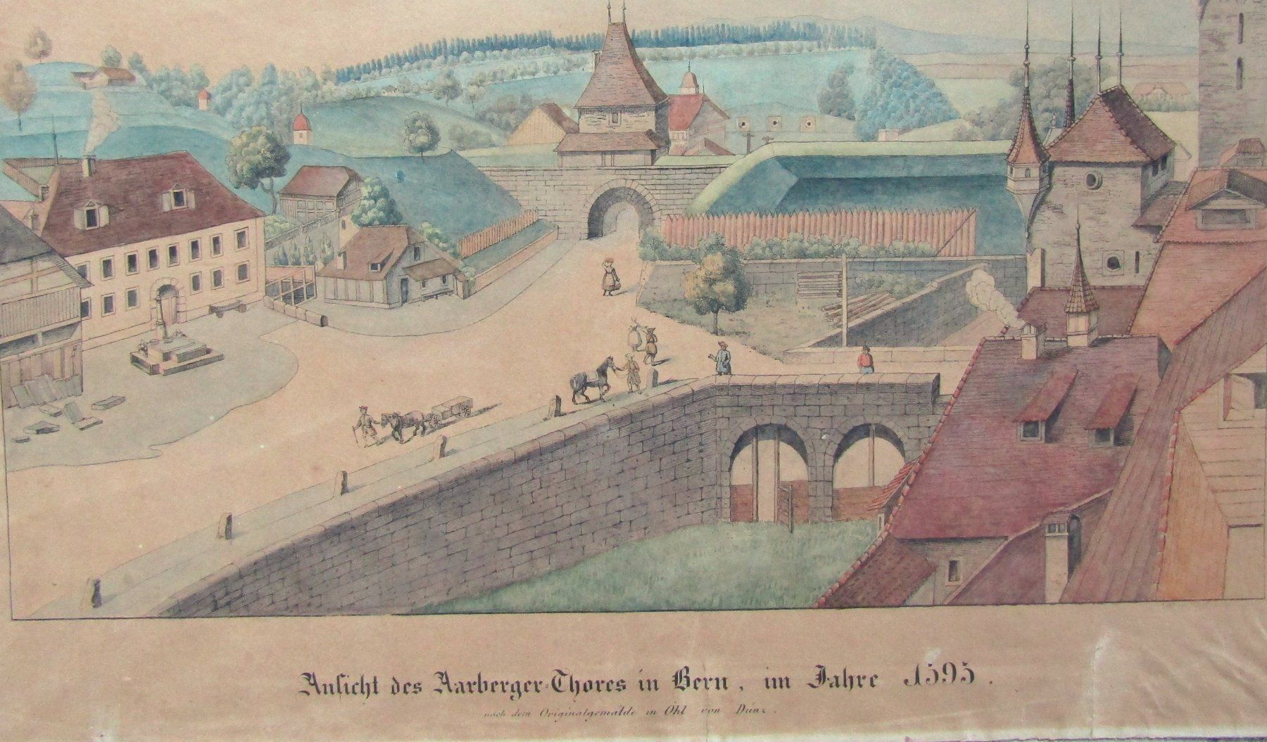 Incisioni: Bern Aarberger Tor Lithographie von Staufer – Usato da Rafz venduto da Helvet32 1