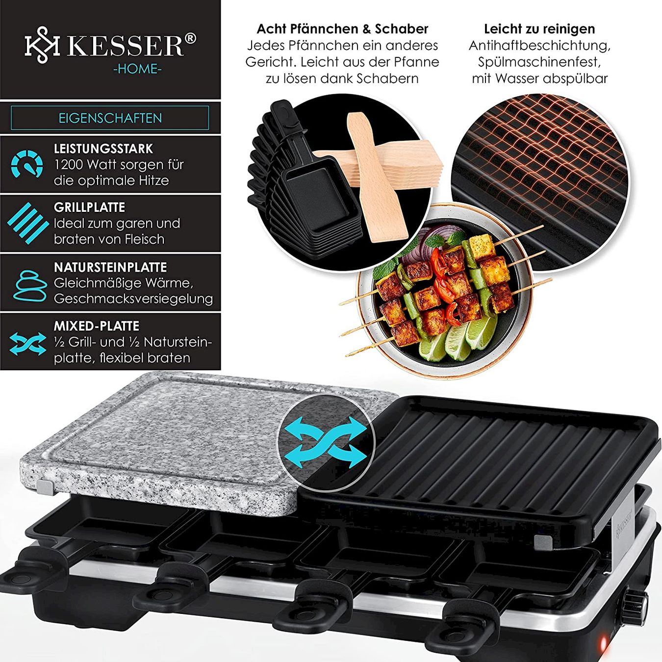 Küchengeräte: KESSER Raclette Tischgrill Schwarz – Neu und originalverpackt aus Bottighofen von zaap 2