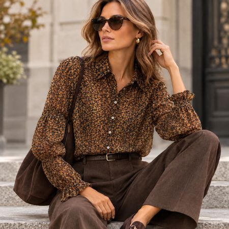 ZARA Hemd Bluse Hemdbluse mit Puffärmel Gr.38-40