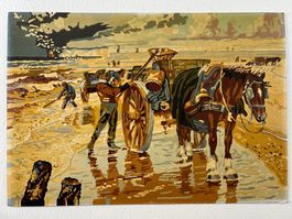 OELGEMÄLDE SEETANG ERNTEN AUF KARTON GRÖSSE 49X34CM