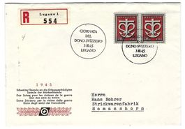 R-Brief Schweizer Spende 3.III.1945 Lugano mit 2x W20