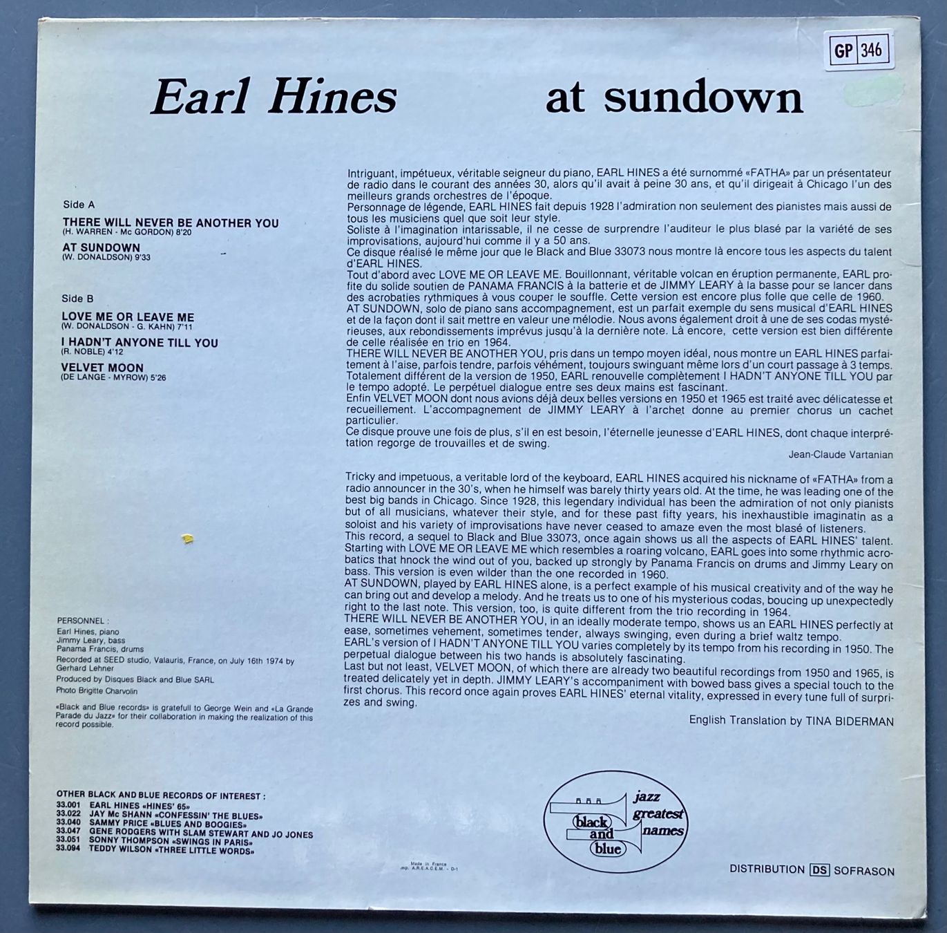 Vinyles: EARL HINES - AT SUNDOWN – D'occasion à Poliez-Pittet par Newtown-Records 1