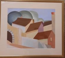 TABLEAU CUBISTE , GOUACHE ORIGINALE,  DATÉE 1926, MONOGRAMMÉ