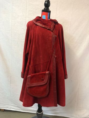 MINKEL Wild-Ledermantel Vintage mit Tasche ca. Gr. 40