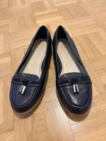 Clarks black leather slip ons (size 38)