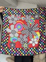 Foulard Charles Jourdan vintage en soie – 90x90 coloré