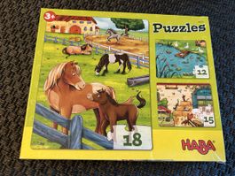 Haba 4-in-1 Puzzles Farm Animals for Ages 3+ - Excellent Con