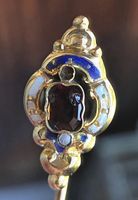 Antike Krawattennadel Stocknadel 14 Karat Gold, Silber,Stein