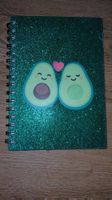 Notizbuch Avocado Motiv glitzernd grün linierte Seiten