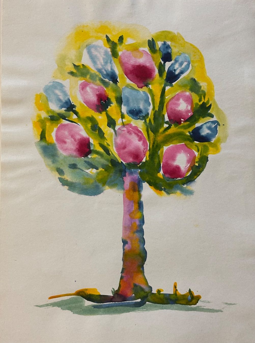 Dipinti: Schweizer Schule (20. Jh.) - Aquarell, Farbenfroher Baum – Usato da Frauenfeld venduto da Merk52