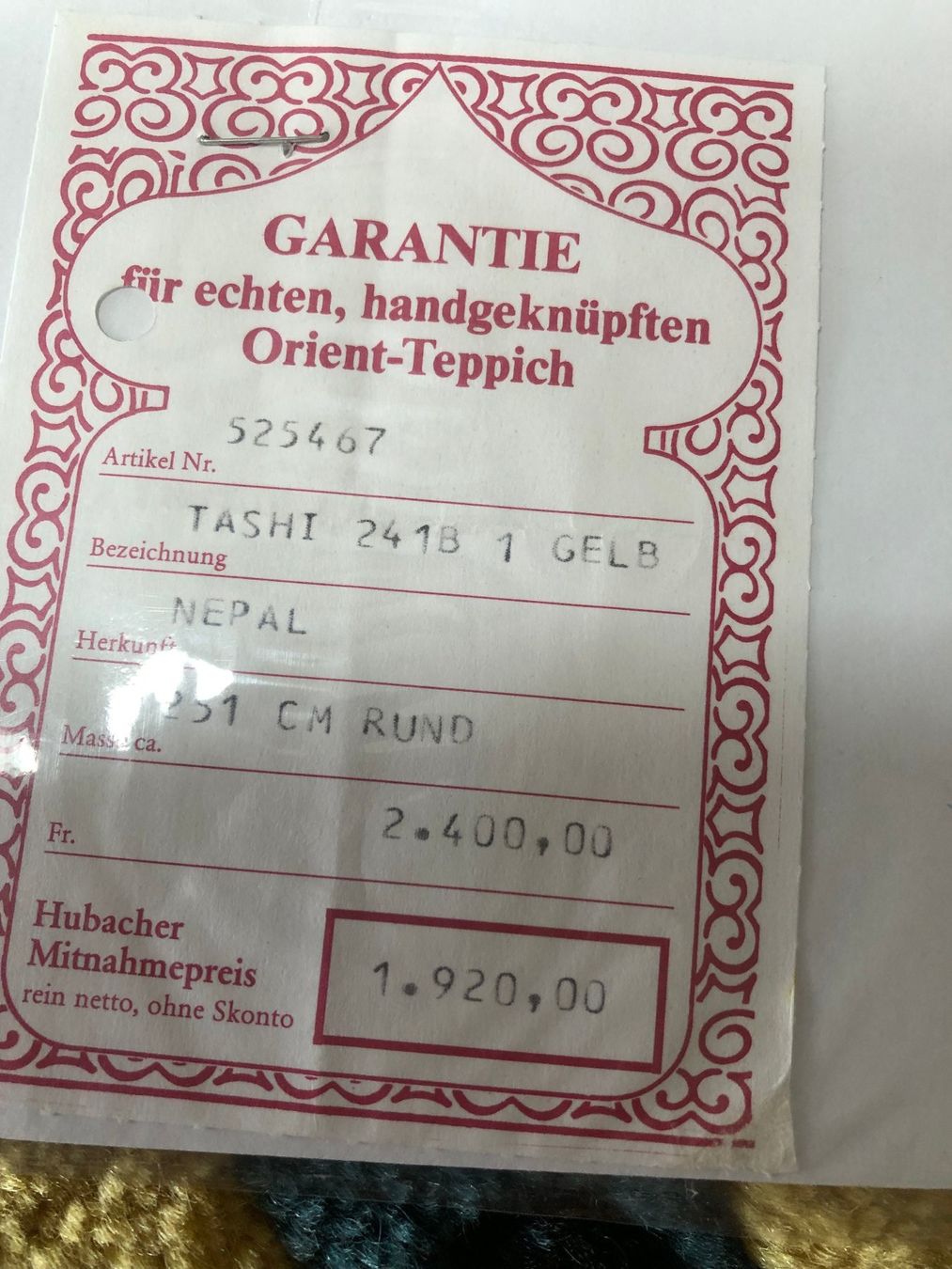 Tapis: Wunderschöner Orient-Teppich, Nepal, rund, 251cm Durchmesser – D'occasion à Kradolf par Susilla 2