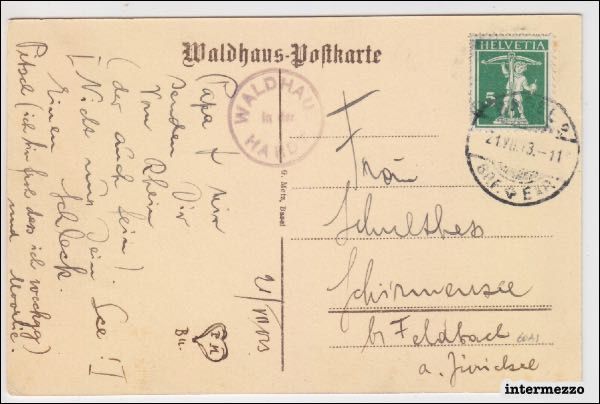 Cartoline postali: Birsfelden // 1913 Restaurant Waldhaus Hard // Dampfschiff – Usato da Basel venduto da intermezzo12 1