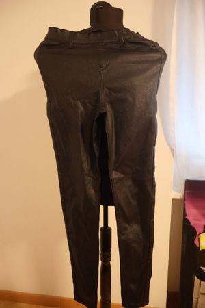 Damen jegging Hosen Schwarz Glanz Optik 