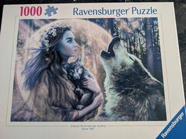 Ravensburger Puzzle 1000 Teile - Wolf und Frau, Top Zus.