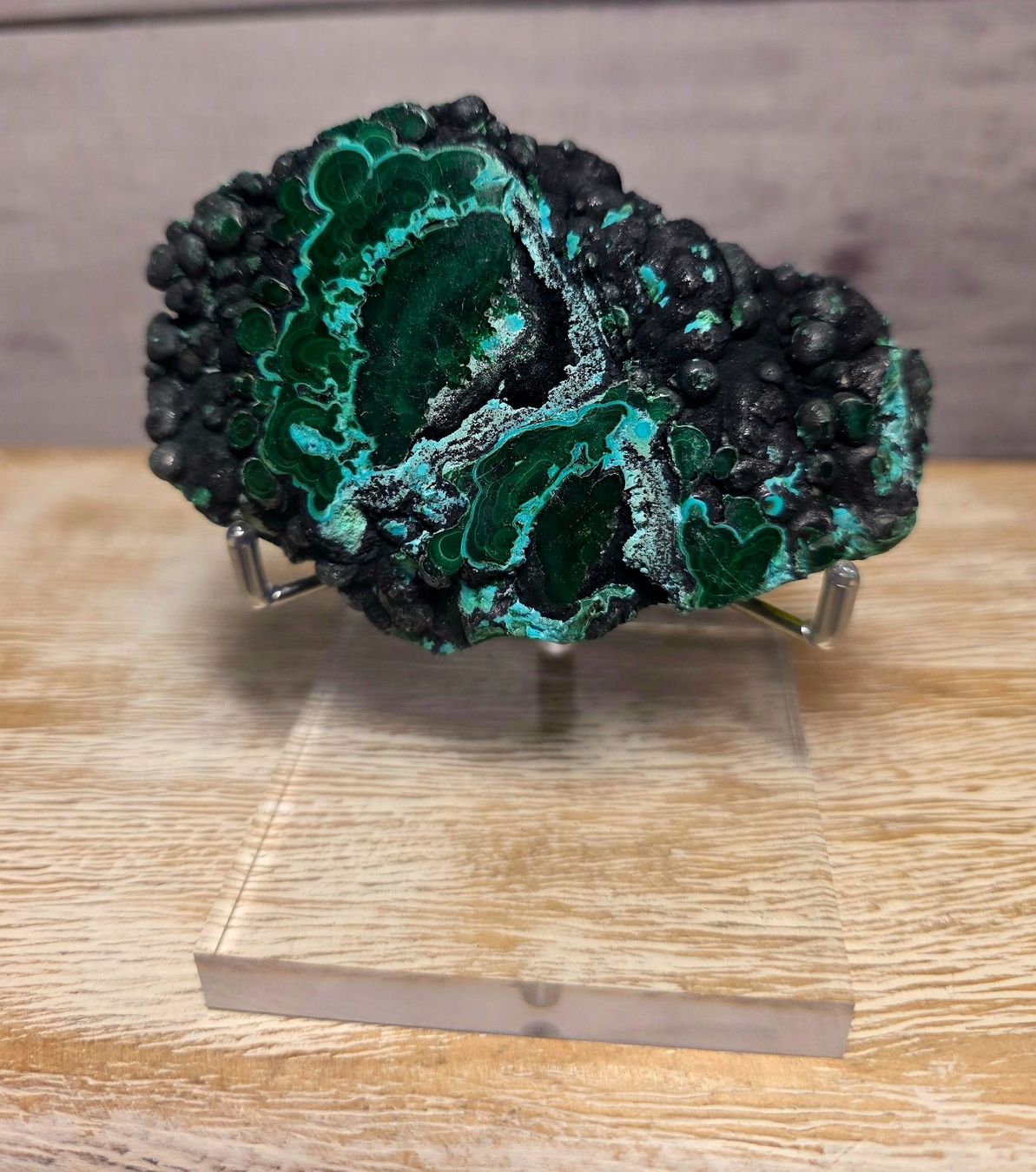Minerali & Pietre curative: Schwarzer Malachit/Chrysokoll Scheibe 187g – Nuovo e nell'imballaggio originale da Matzingen venduto da Shay_Crystalz