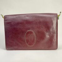 Sac à main Cartier ancien authentique en cuir bordeaux