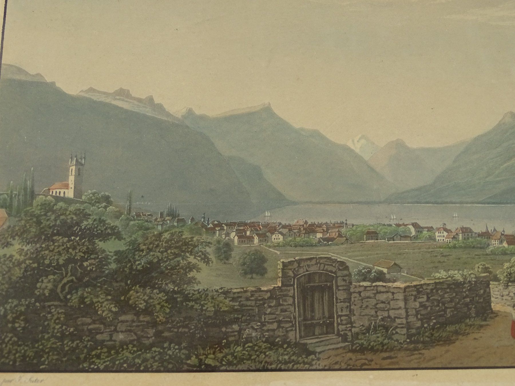 Stiche: VEVEY, ALTKOLORIERTE AQUATINTA UM 1835 – Gebraucht aus Grüningen von Kartensammler 3