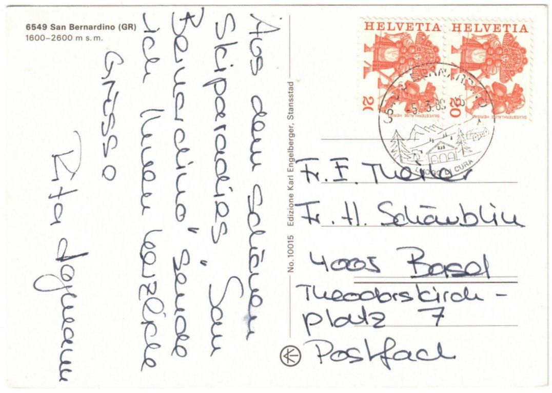 Cartoline postali: San Bernardino - Gondelbahn Confin – Usato da Binningen venduto da Mountainrider 1