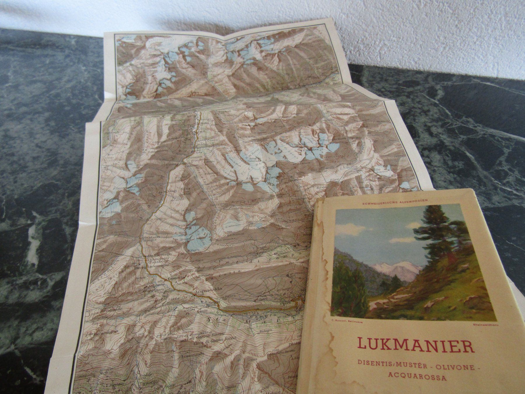 Landkarten & Atlanten: Schweizer Alpenposten Lukmanier - 1948 – Defekt aus Herzogenbuchsee von Winigo 3