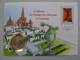 1993, Schweiz, Numisbrief: Olympisches Museum mit 5-Franken