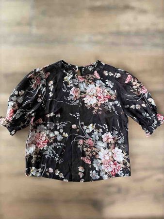 Shein Bluse schwarz Blumenmuster Gr. M