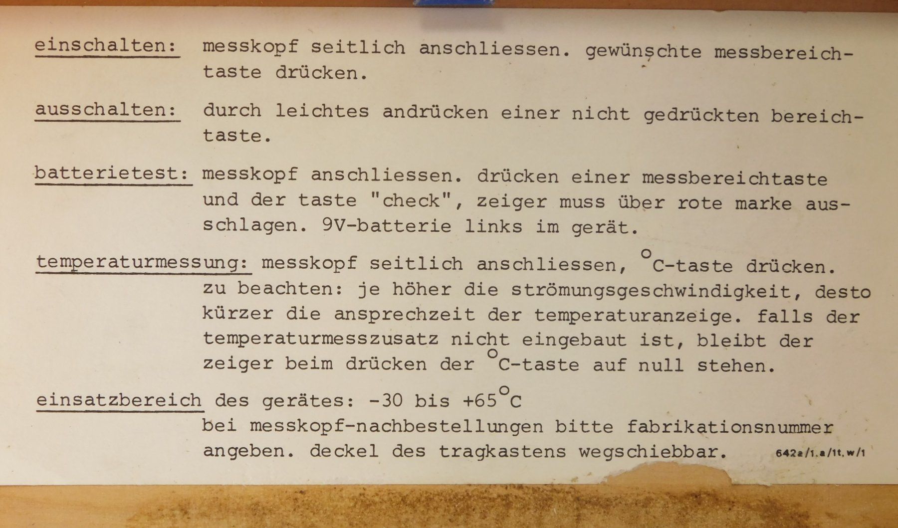 Misurare: Vintage Luftgeschwindigkeitsmessgerät "mini-air" – Usato da Emmenbrücke venduto da Neverlaand-22 1