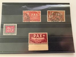 1945 4 Werte aus PAX Satz, 5 Fr. einwandfrei postfrisch