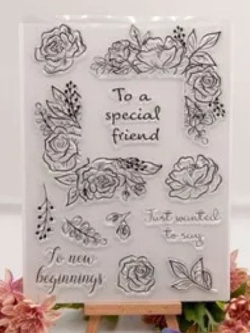 Timbri: Silikonstempel Nr.561, Blumen und Texte – Nuovo e nell'imballaggio originale da Gretzenbach venduto da Fliegepilz56