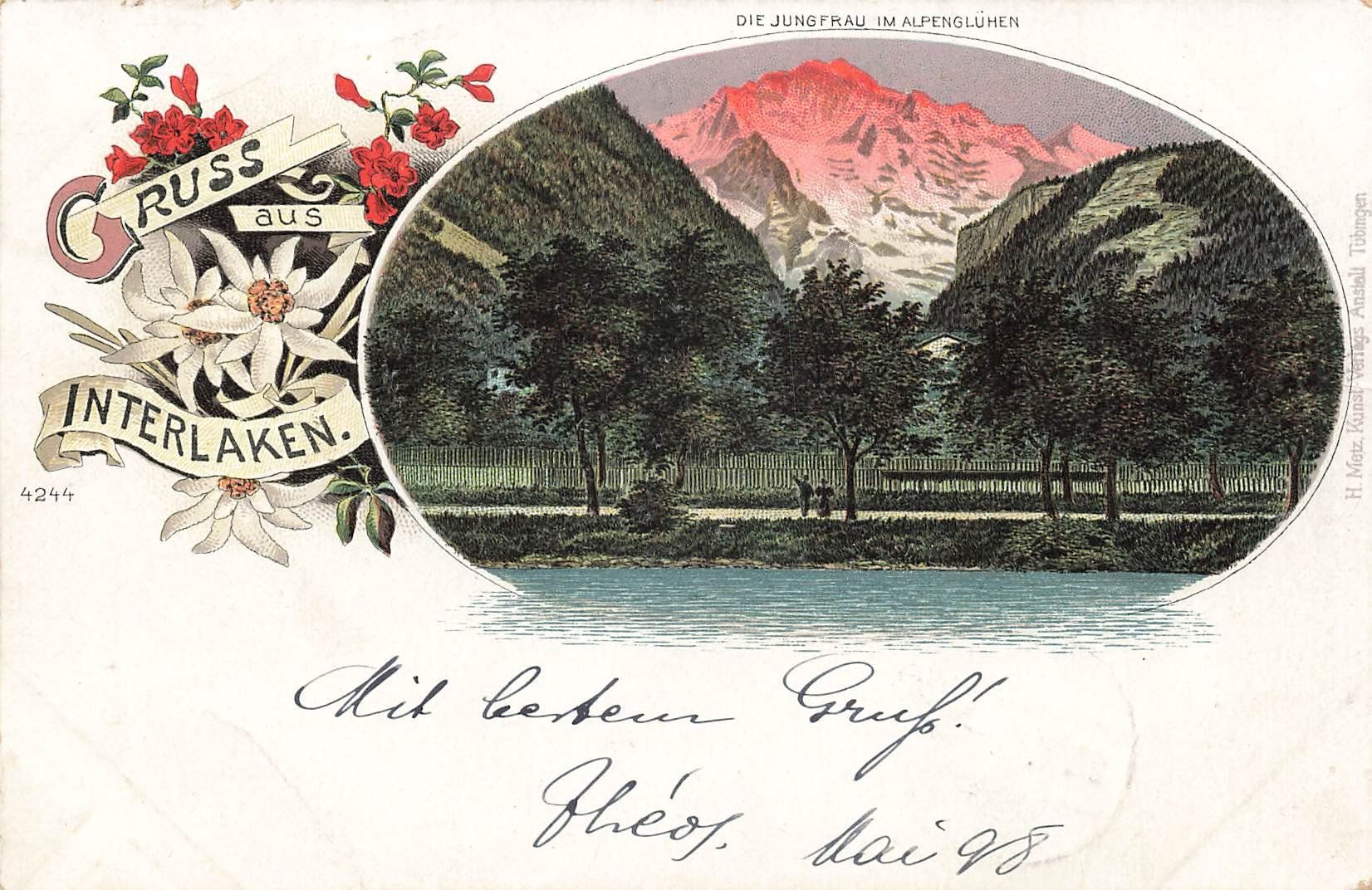 Cartes postales: Interlaken Alpen mit Stempel 1898. – D'occasion à Schwyz par Seffi56