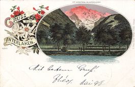Interlaken Alpen mit Stempel 1898.