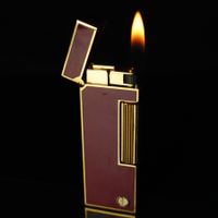 Dunhill - Lacquer Red Pattern Rollagas Lighter vergoldet